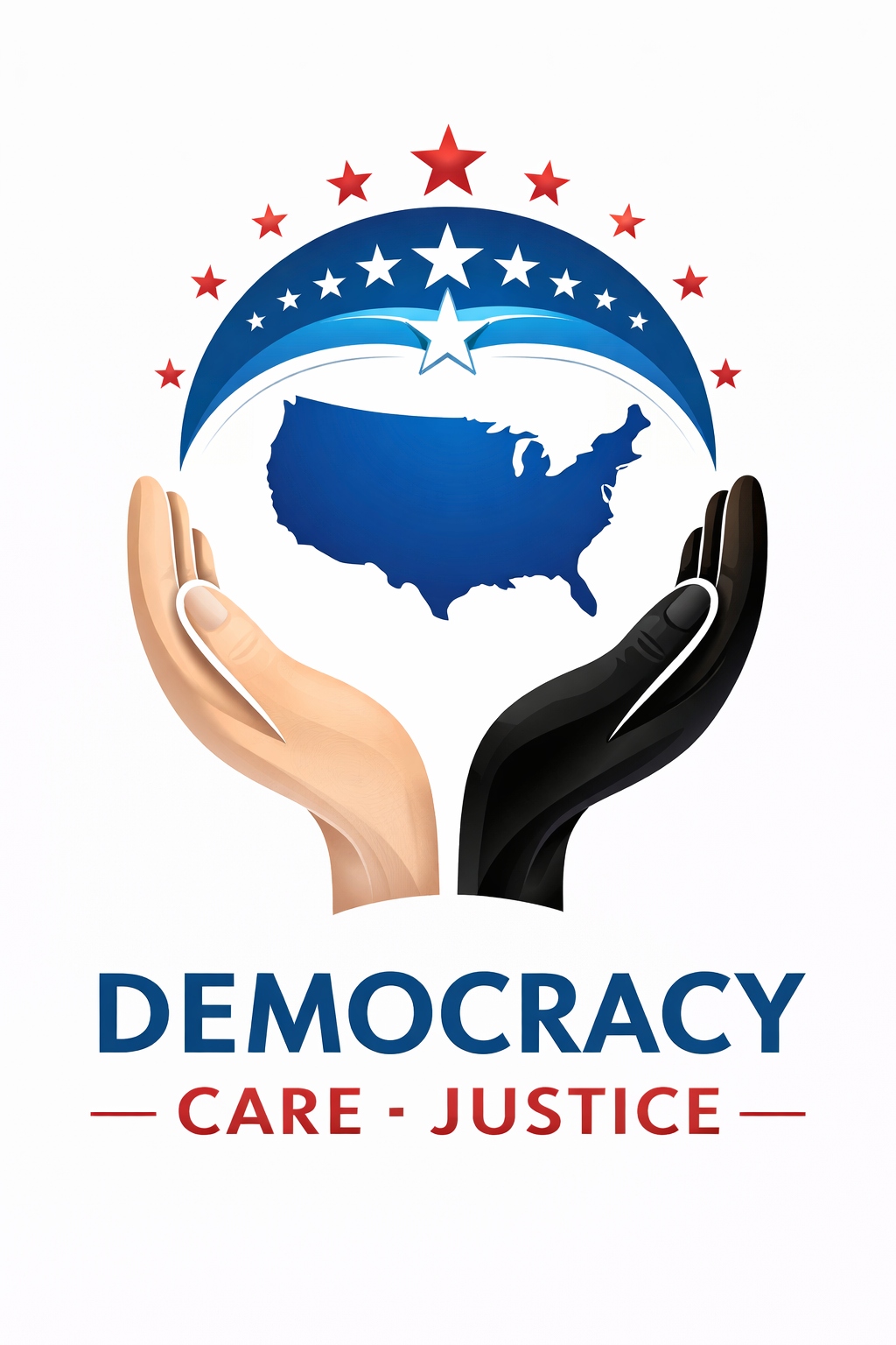 Democracy — Care — Justice: The Interdependence Project Logo